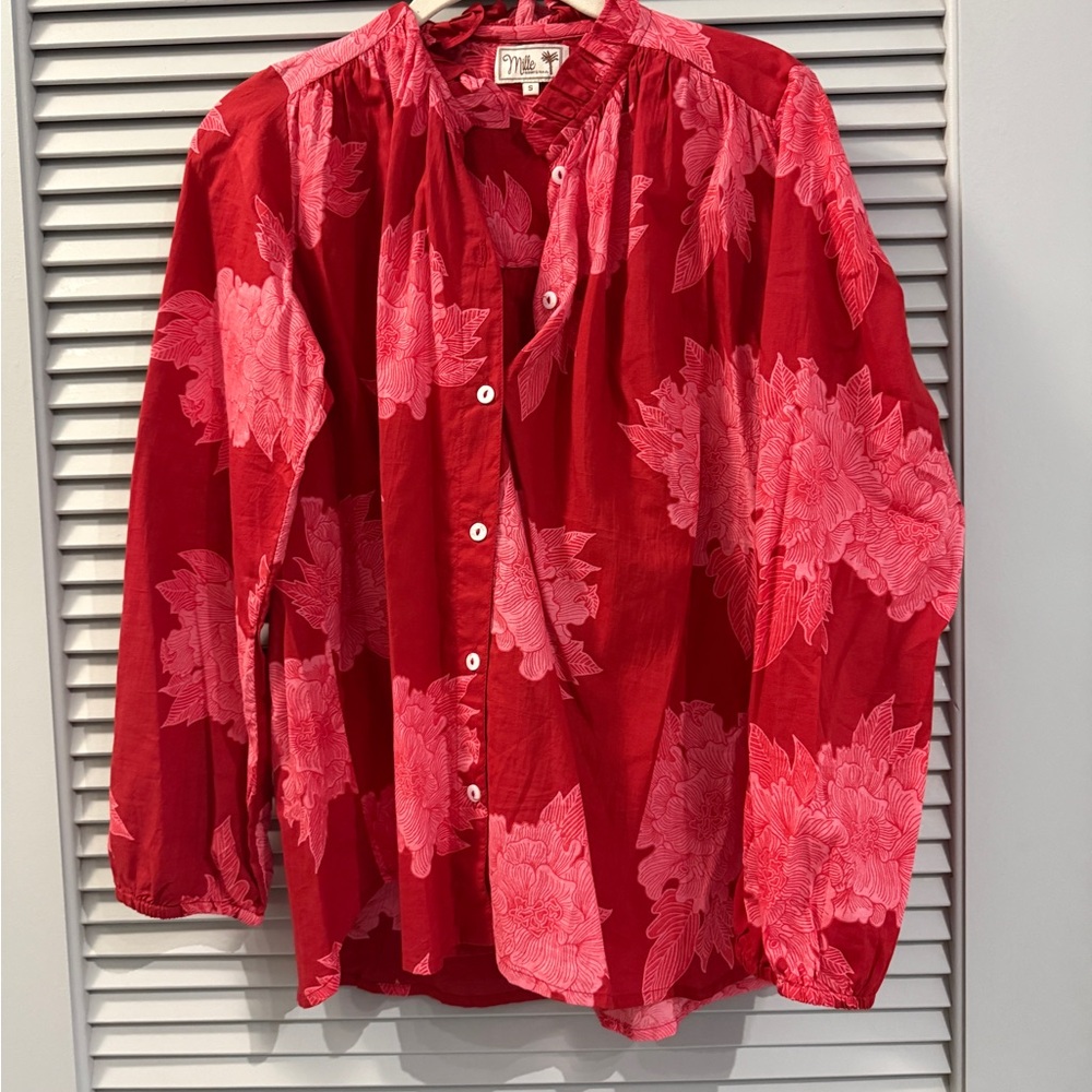 Women's Red Floral Blouse